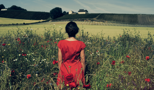 Meisje met rode jurk bij Neercanne